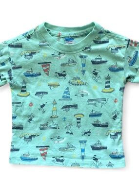 Old Navy Boys’ Green Nautical Print Graphic Tee Size 12-18 Months